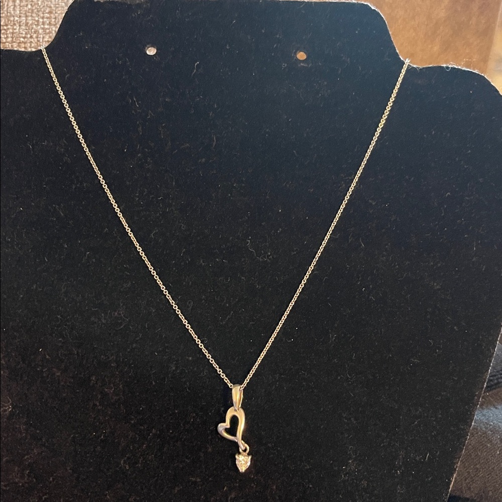 925 sterling silver beach chain and heart and crystal pendant